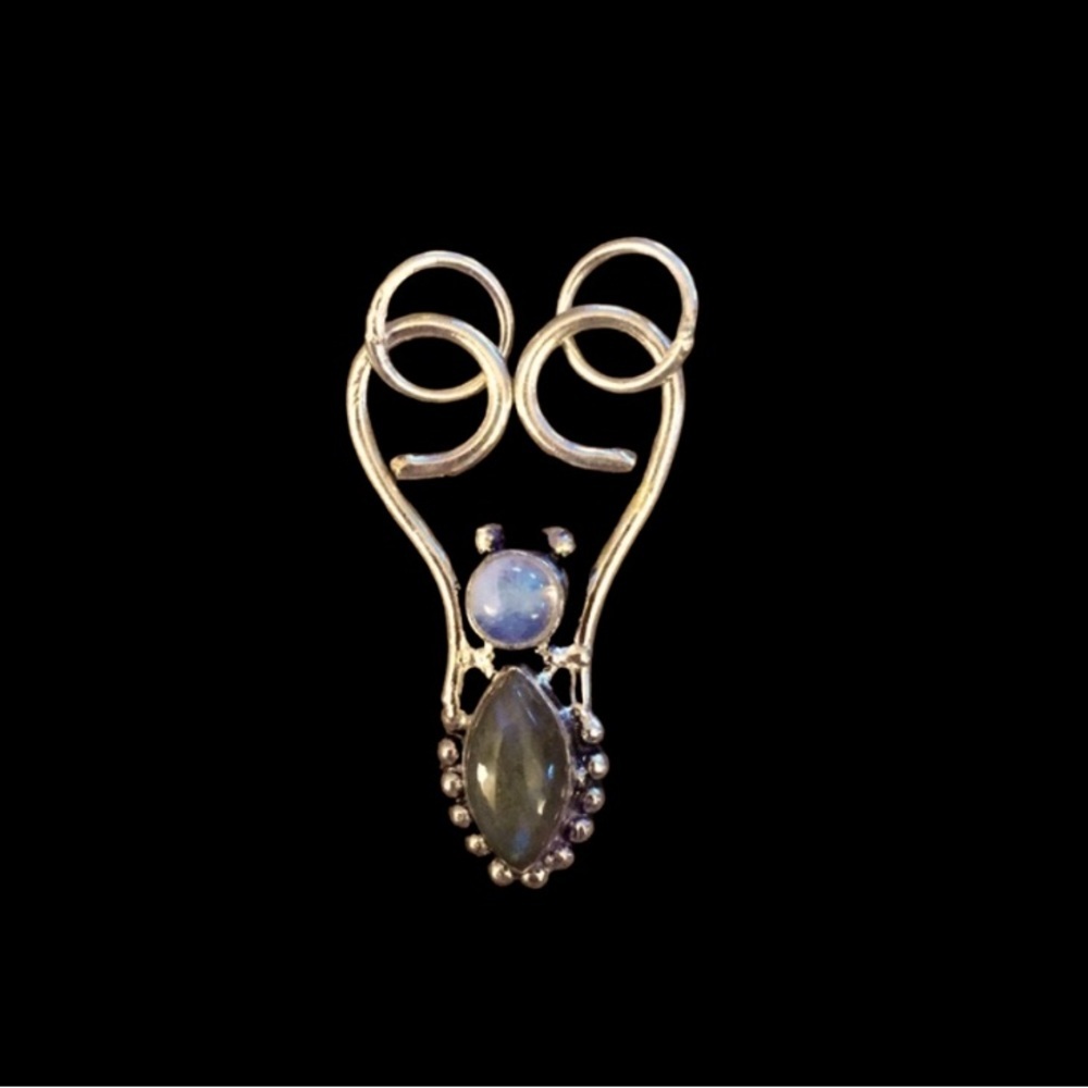 Labradorite stone and Moon Stone in Silver Pendant